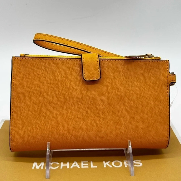 Michael Kors Large Double Zip Wallet Wristlet Jasmine Yellow - Picture 7 of 10